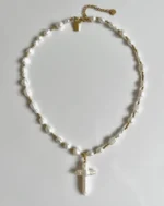 Freshwater Pearl Cross Collar Pendant and Necklace NOTL