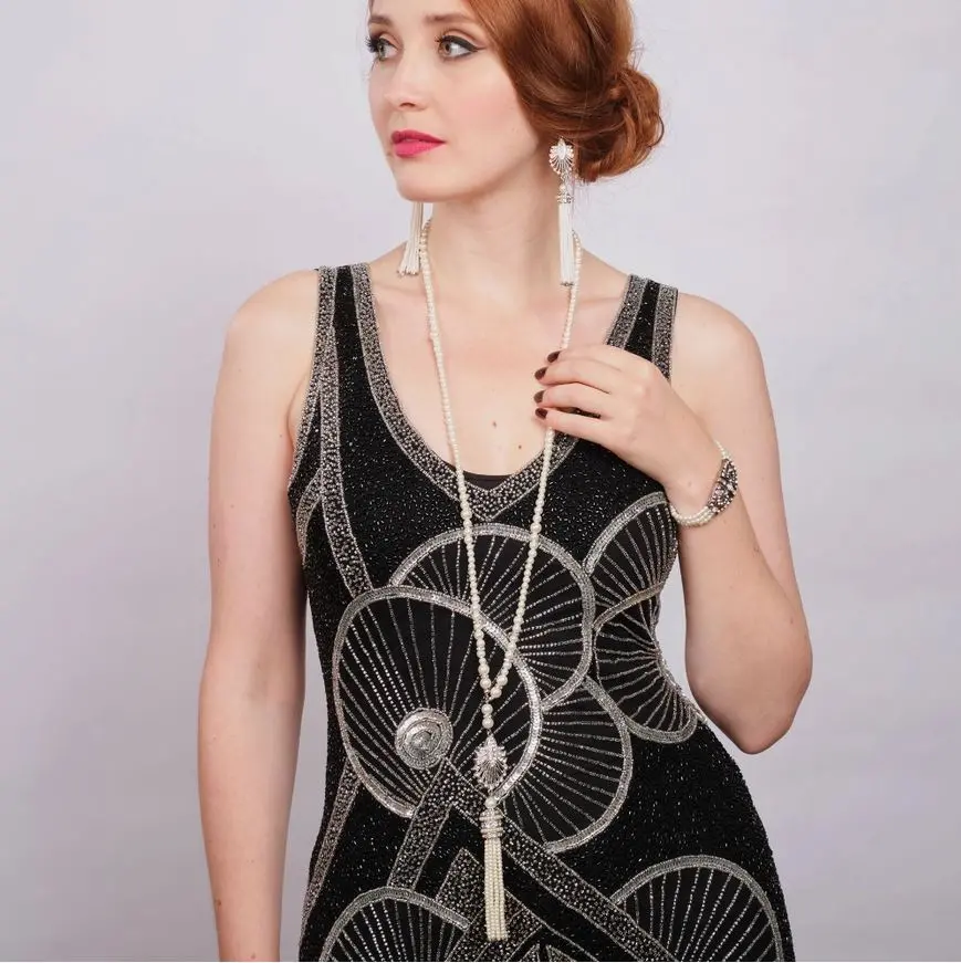 VIntage inspired Long Deco Tassel Necklace by Lovett & Co