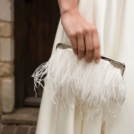 Vintage inspired Feather Bag with Diamante Clasp by Lovett & Co