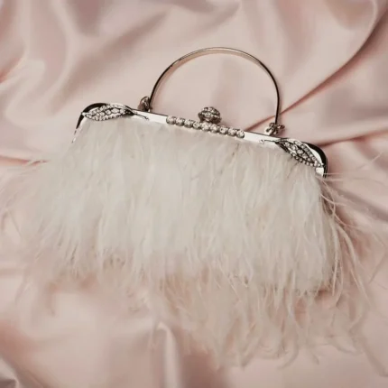 Vintage inspired Feather Bag with Diamante Clasp by Lovett & Co