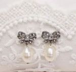 Vintage inspired Freshwater Pearl Bow Earrings by Lovett & Co