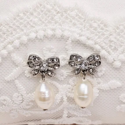 Vintage inspired Freshwater Pearl Bow Earrings by Lovett & Co