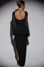 Black Embellished Bodycon Side Split Dress Size 12 by Oh Polly