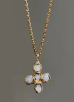 18K Gold Plating Necklace and Freshwater Pearl Cross Pendant