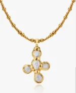 18K Gold Plating Necklace and Freshwater Pearl Cross Pendant
