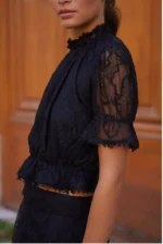 Bohemian Lace Crop Top by Choklate Paris in Black