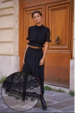 Bohemian Asymmetrical Lace Skirt by Choklate Paris in Black