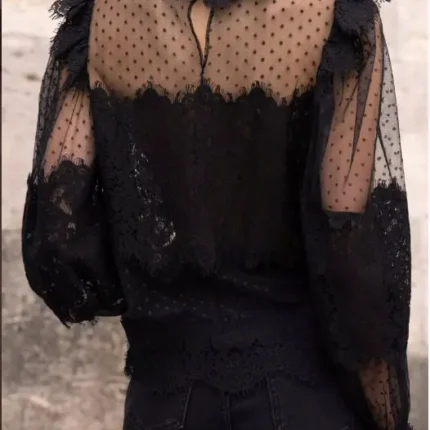 Claudine Collar Lace Top by Choklate Paris