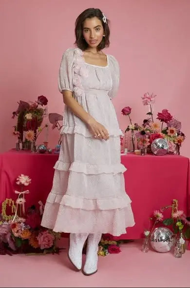 Corsage Tiered Midaxi Dress Size M by Neon Rose