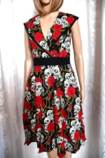 Multicoloured Midi Skull and Rose Dress Size XS by Banned