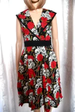 Multicoloured Midi Skull and Rose Dress Size XS by Banned