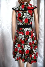 Multicoloured Midi Skull and Rose Dress Size XS by Banned