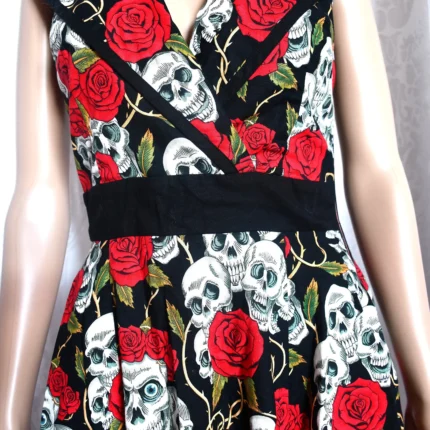 Multicoloured Midi Skull and Rose Dress Size XS by Banned